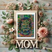 Carte Elégant Floral Mère Ami Citation Vert