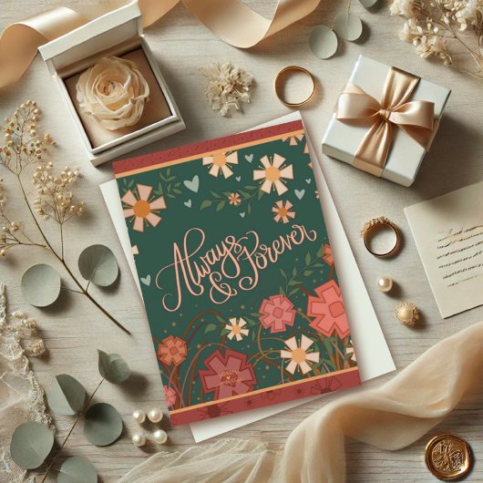 Carte Élégant floral toujours et toujours Citer l'amour