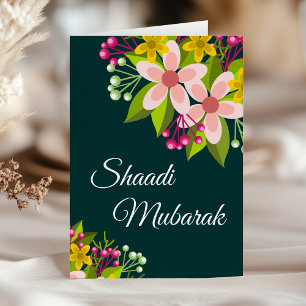 Carte Élégant floral vibrant Shaadi Moubarak