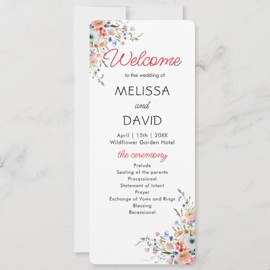 Carte Elegant Floral Wedding Program (Devant)