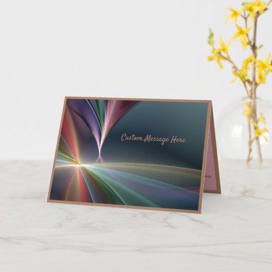 Carte Elégant Fractal Pastel Rainbow Color Design (Fleur jaune)
