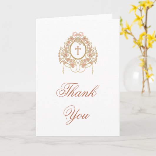 Carte Elegant Frame Holy Cross Religious Thank You (Fleur jaune)