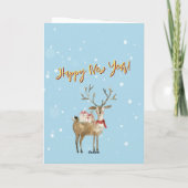 Carte Elégant Funky Quirky Aquarelle Reindeer Tree (Dos)