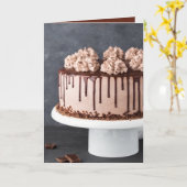 Carte Élégant gâteau d'anniversaire au chocolat (Fleur jaune)