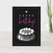 Carte Élégant gâteau d'anniversaire noir et blanc simple (Devant)
