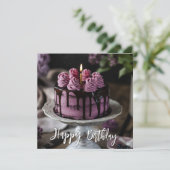 Carte Elégant gâteau Lilac voeux d'anniversaire (Debout devant)