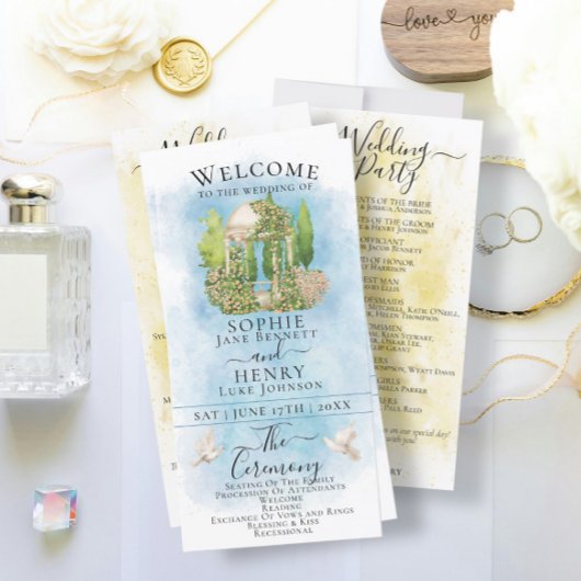 Carte Elégant Gazebo fleurie colombes Luxury Wedding Pro