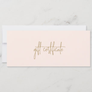 Carte Élégant Gold Blush Pink Business Certificat cadeau