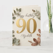 Carte Elegant Gold Eucalyptus Botanical 90th Birthday (Devant)
