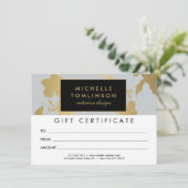 Carte Élégant Gold Floral Pattern Certificat cadeau (Debout devant)