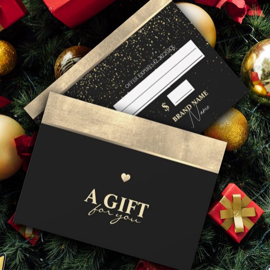 Carte Élégant Gold Foil et Black Gift Certificate
