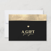 Carte Élégant Gold Foil et Black Gift Certificate (Devant)