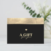 Carte Élégant Gold Foil et Black Gift Certificate (Debout devant)
