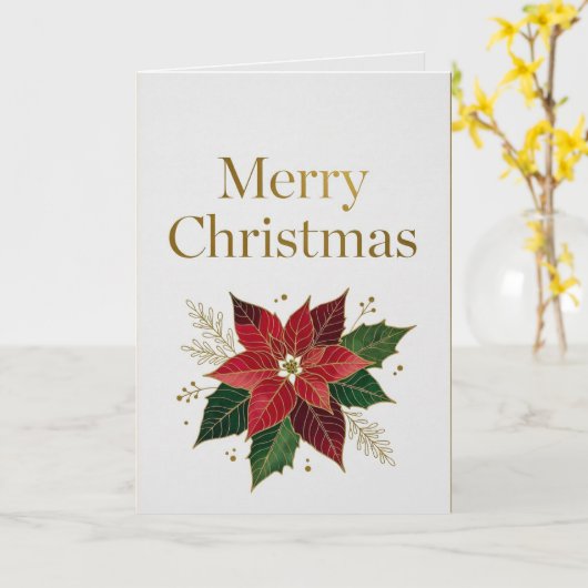 Carte Elegant Gold Foil Merry Christmas Card (Fleur jaune)