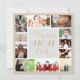 Carte Elegant Gold Maman We Love You Gold Photo Collage