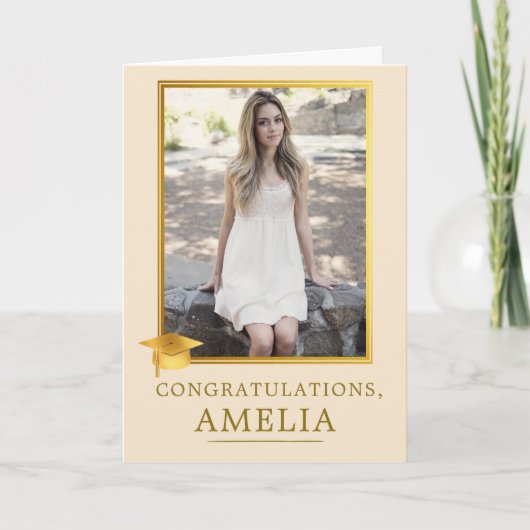 Carte Elegant Gold Photo Graduation Congratulations (Devant)