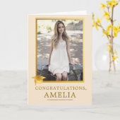Carte Elegant Gold Photo Graduation Congratulations (Fleur jaune)