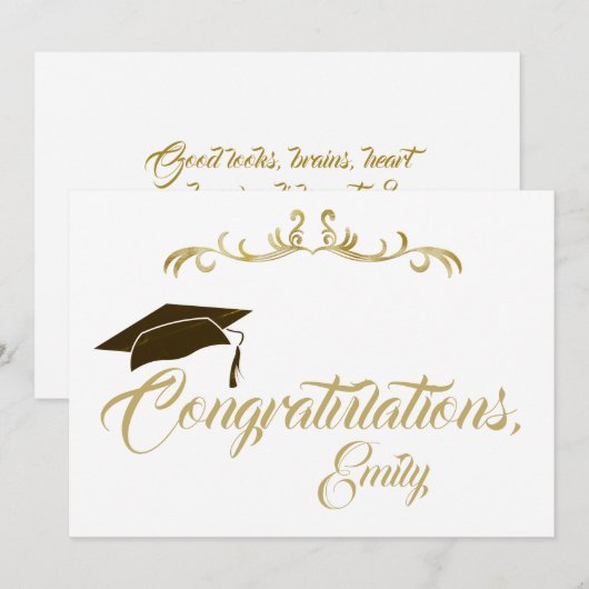 Carte Elégant Golden Félicitations Diplômé (Devant / Derrière)