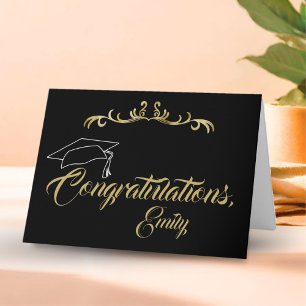 Carte Elégant Golden Félicitations Diplômé