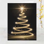 Carte Elegant Golden Sparkle Christmas Tree (Fleur jaune)