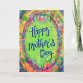 Carte Élégant Gras Joyeuse Fête des Mères Floral Joli Bo (Devant)