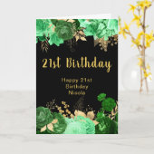 Carte Elegant Green and Gold Flowers Birthday Party (Fleur jaune)