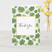 Carte Élégant Green Tropical Feuille Motif Merci (Fleur jaune)
