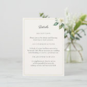 Carte Elegant Greenery Gold Wedding Details QR Code Card (Debout devant)