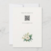 Carte Elegant Greenery Gold Wedding Details QR Code Card (Dos)