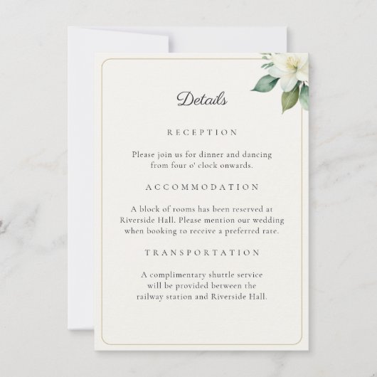 Carte Elegant Greenery Gold Wedding Details QR Code Card (Devant)