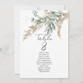Carte Elegant greenery table number seating chart cards (Dos)