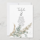 Carte Elegant greenery table number seating chart cards (Devant)
