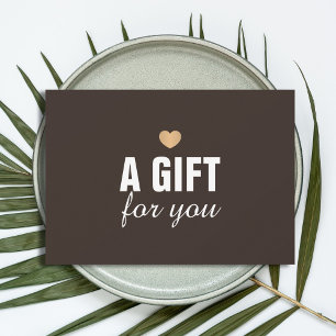 Carte Elégant gris foncé Faux Gold Heart