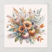 Carte Élégant Happy Fall Citrouille Flower Bouquet Motif (Devant)