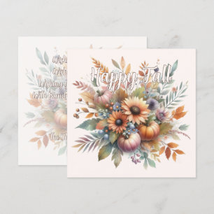 Carte Élégant Happy Fall Citrouille Flower Bouquet Motif