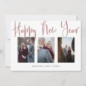 Carte Elégant Happy New Year Rose Gold Photo Collage (Devant)