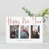 Carte Elégant Happy New Year Rose Gold Photo Collage (Debout devant)