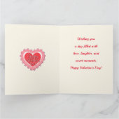 Carte Élégant Heureuse Sainte-Valentin de coeur rose élé (Intérieur)