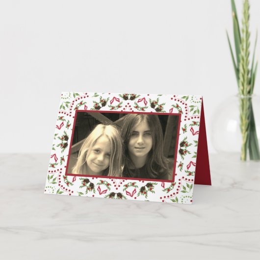 Carte Élégant Holly Pinecone Mandala Classic 1 Photo (Devant)