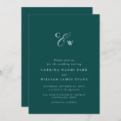 Carte Élégant initiales simple turquoise classique maria (Devant / Derrière)