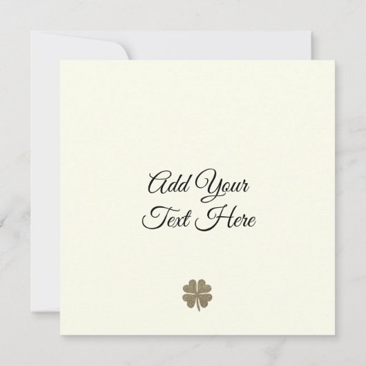 Carte Elégant ivoire et or Look quatre feuilles Clover (Dos)