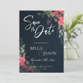 Carte Élégant Joli Pêcher Orange Floral Mariage (Debout devant)