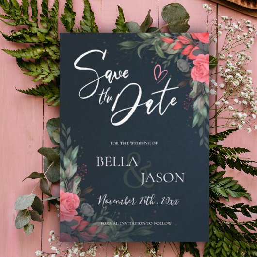 Carte Élégant Joli Pêcher Orange Floral Mariage