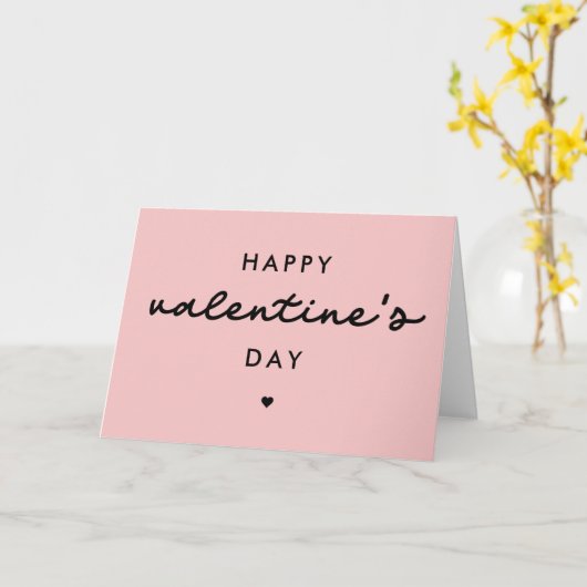 Carte Élégant Joyeuse Saint-Valentin Rose Pâle (Fleur jaune)