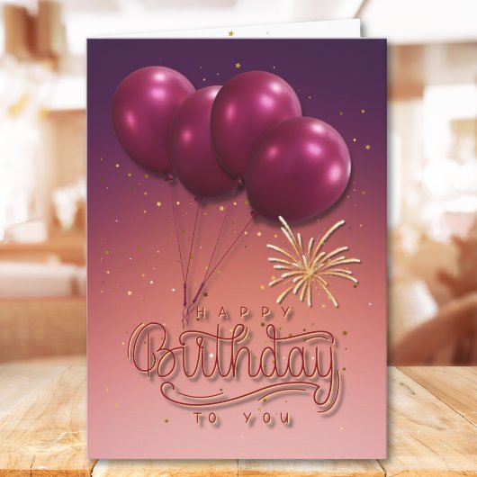 Carte Elégant Joyeux Anniversaire Pour Vous Balloon Fire