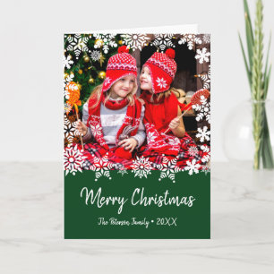 Carte Élégant Joyeux Noël flocons de neige photo personn