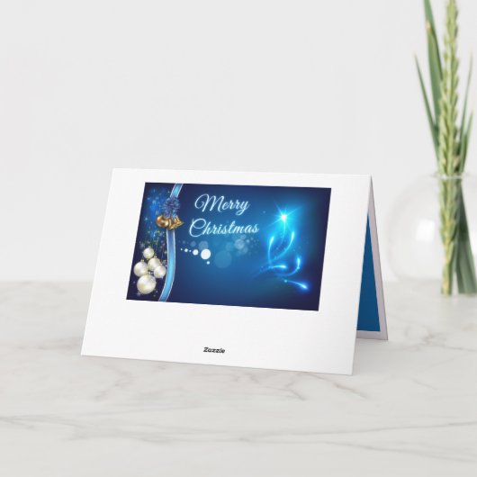 Carte Élégant Joyeux Noël Ornements Fête Bleu (Dos)