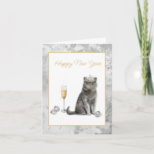Carte Elégant Joyeux Nouvel An du chat