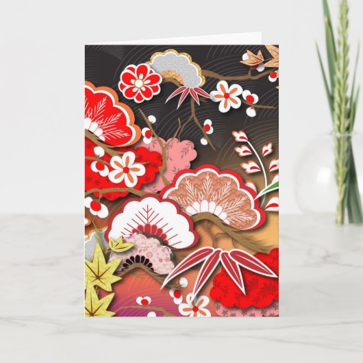 Carte Élégant Kimono d'automne japonais (Devant)