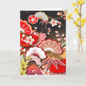 Carte Élégant Kimono d'automne japonais (Fleur jaune)